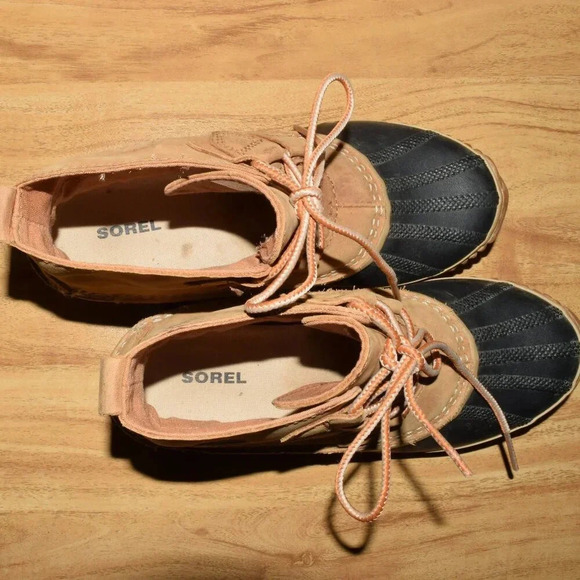 SOREL Tan & Black Waterproof Womens Lace up Duck Boot Size 5.5 - Picture 11 of 11